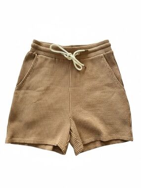 The Range Waffle Knit Shorts Tan Ochre High Waist Drawstring Size M | NWT